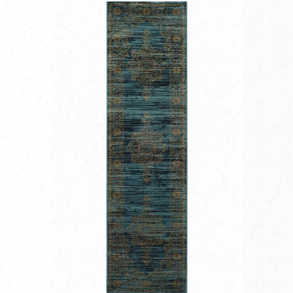 Sfaavieh Serenity 8'6 X 12' Power Loomed Rug In Turquoise And Gold