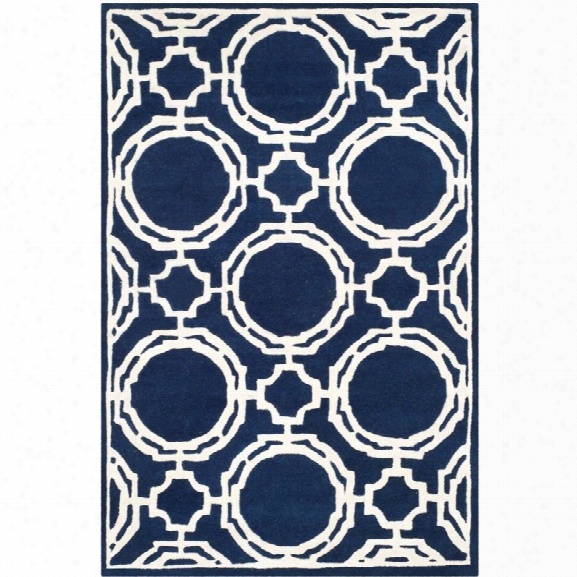 Safavieh Chatham 8' X 10' Hand Tufted Wool Rug In Dark Blue And Ivory