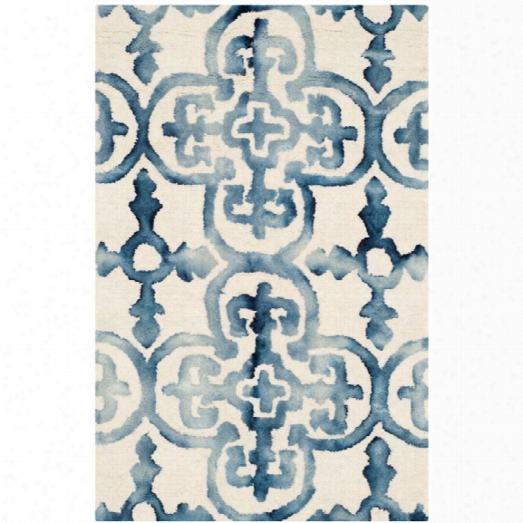 Safavieh Dip Dye 9' X 12' Hand Tufted Wool Pile Rug In Ivory And Navy