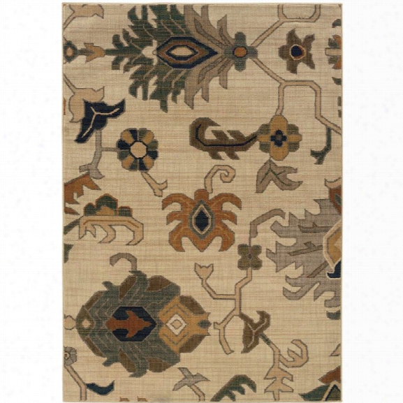 Oriental Weavers Kasbah 7'8 X 10'10 Machine Woven Rug In Ivory