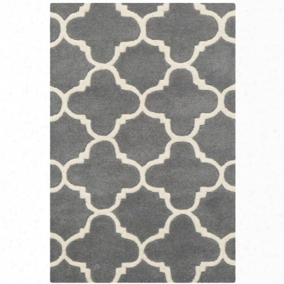 Safavieh Chatham 10' X 14' Hand Tufted Wool Rug In Dark Gray And Ivory