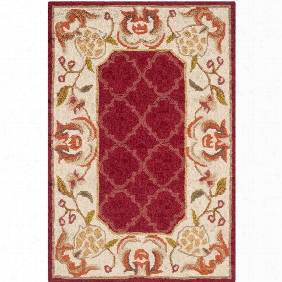 Safavieh Durarug 9' X 12' Hand Hooked Rug In Burgundy And Ivory