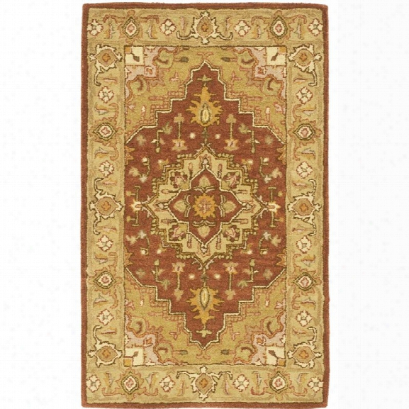 Safavieh Heritage 12' X 18' Hand Tufted Wool Pile Rug In Rust And Gold