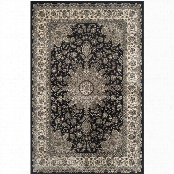 Safavieh Persian Garden 8' X 11' Power Loomed Rug In Black And Ivory