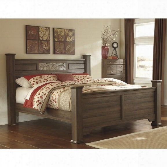 Ashley Allymore Wood King Poster Panel Bed In Brown