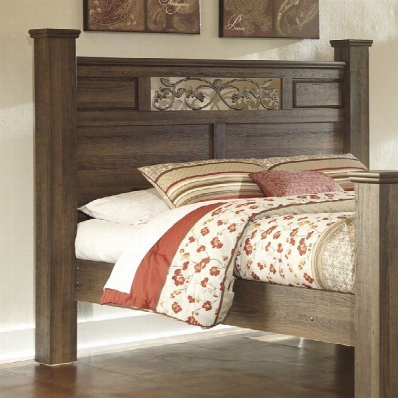 Ashley Allymore Wood Queen Poster Panel Headboard In Brown