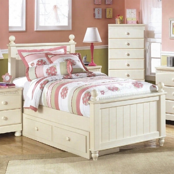 Ashley Cottage Retreat Wood  Panel Drawer Bed In Cream-full