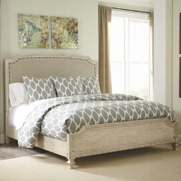 Ashley Demarlos Upholstered California King Panel Bed In Parchment