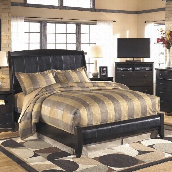 Ashley Harmony Upholstered King Sleigh Bed In Dark Brown