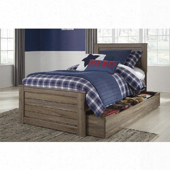 Ashley Javarin Twin Panel Bed With Trundle In Grayish Brown