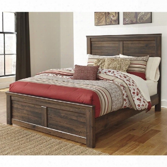 Ashley Quinden Wood King Panel Bed In Dark Brown