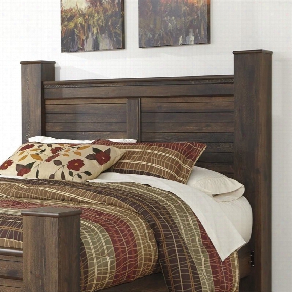 Ashley Quinden Wood Queen Poster Panel Headboard In Dark Brown