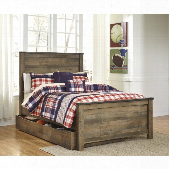 Ashley Trinell Full Panel Bed With Trundle In Brown