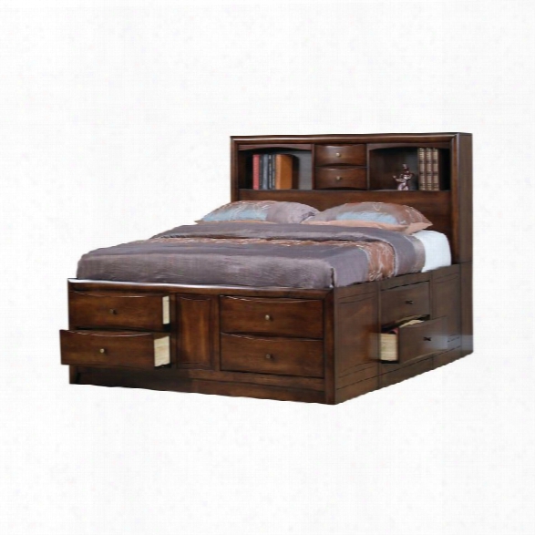 Coaster Walnut Storage Bookcase Bed In Warm Brown Finish-queen