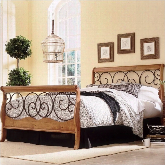 Fashion Bed Dunhill Sleigh Bed In Honey Oak With Autumn Brown Finish-full