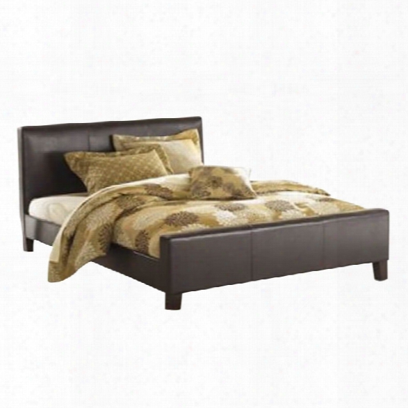 Fashion Bed Euro Leather Platform Bed In Sable Finish-queen