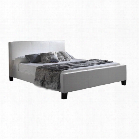 Fashion Bed Euro Leather Platform Bed In White-full