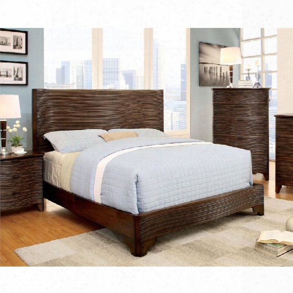 Furniture Of America Hauughton Queen Wave Bed In Dark Brown