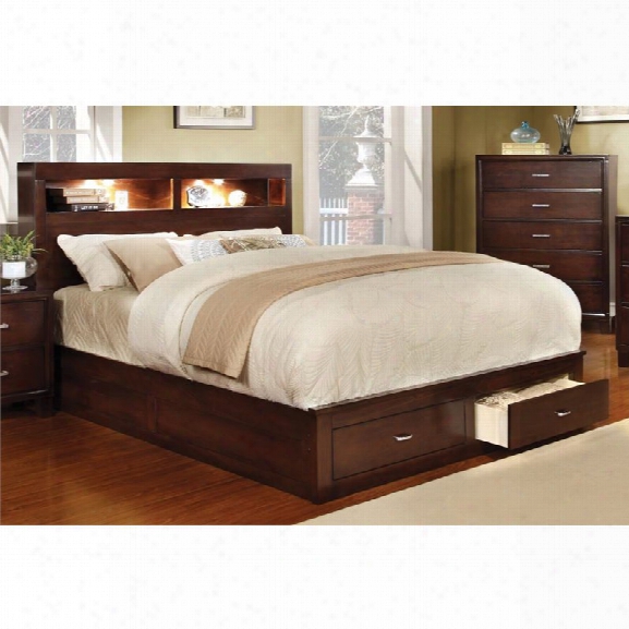 Furniture Of America Louis King Storage Bookcase Bed In Brown Cherry