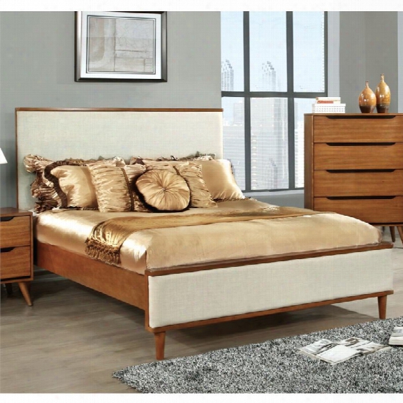 Furniture Of America Maddy Fabric Panel California King Bed In Oak