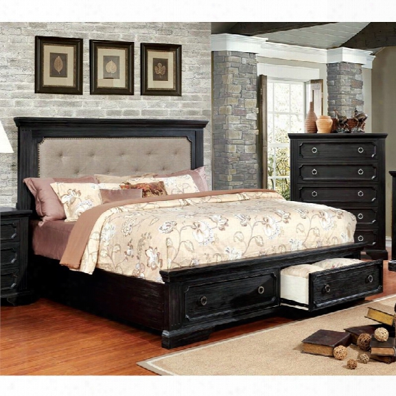 Furniture Of America Maltese King Panel Bed In Wire-brushed Black