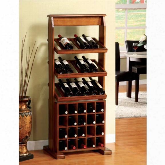 Furniture Of America Martin Wine Cabinet In Vintage Oak