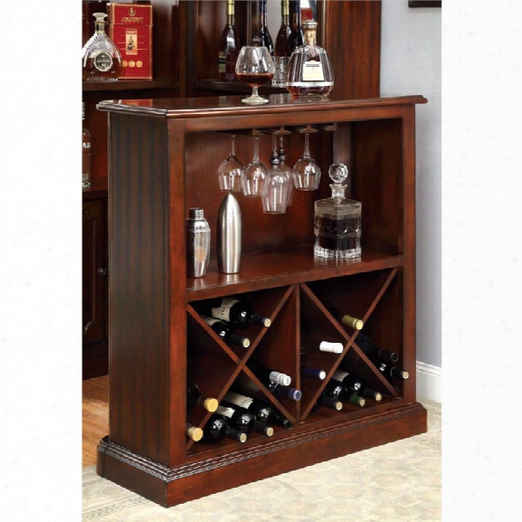 Furniture Of America Myron Traditional Wine Rack In Dark Cherry