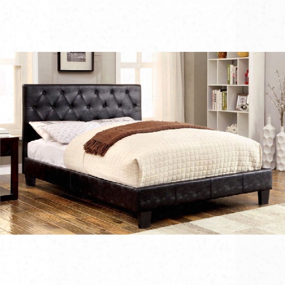 Furniture Of America Rochelle King Faux Leather Tufted Bed In Black