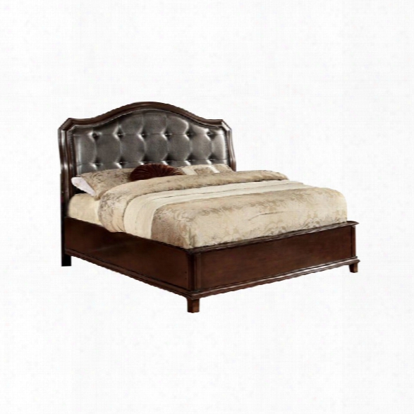 Furniture Of America Semptus Upholstered King Bed In Brown Cherry