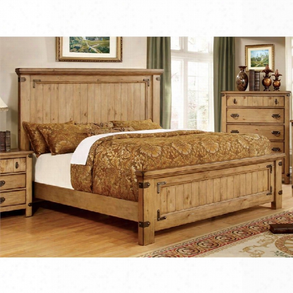 Furniture Of America Sesco California King Panel Bed In Burnished Pine