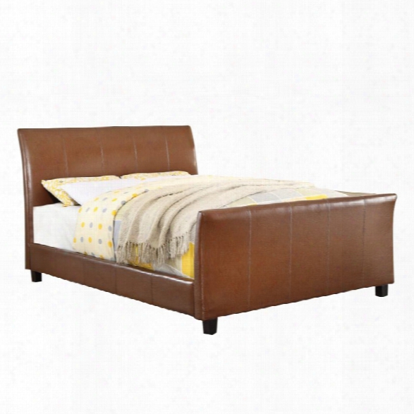 Furniture Of America Weston King Leatherette Bed In Dark Caramel