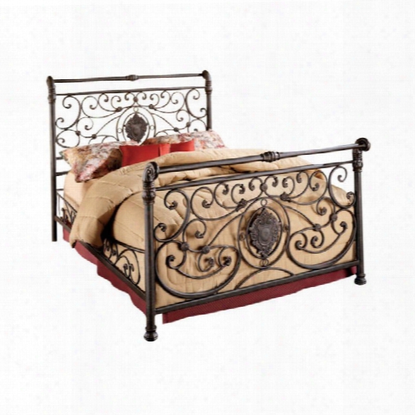 Hillsdale Mercer Metal Sleigh Bed In Antique Brown Finish-california King