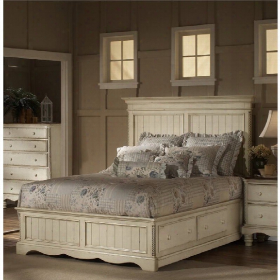 Hillsdale Wilshire Storage Panel Bed In Antique White-queen