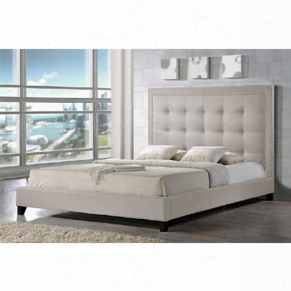 Hirst Queen Platform Bed In Light Beige