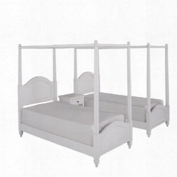 Home Styles Bermuda 2 Twin Canopy Beds And Night Stand In White