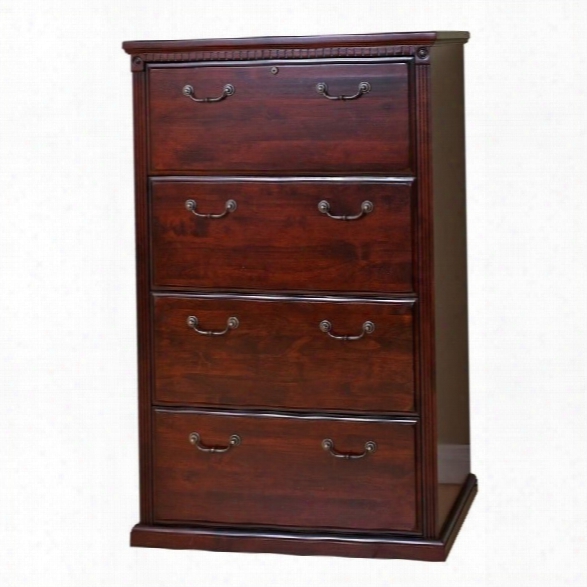 Kathy Ireland Home By Martin Huntington Club 4 Drawer Lateral File In Vibrant Cherry