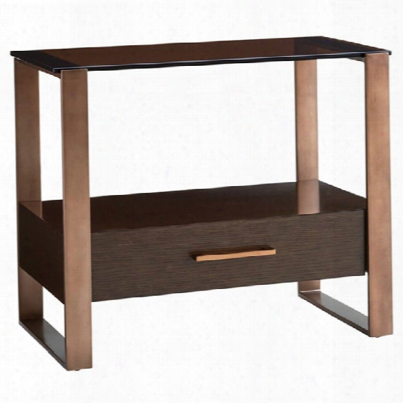 Lexington Zavala Portico Glass Top Nightstand In Bronze And Brown