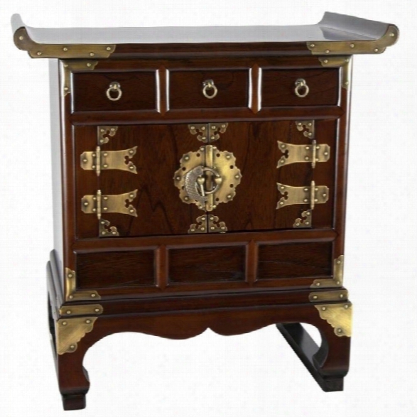 Oriental Furniture Korean Antique Style End Table Cabinet In Rosewood