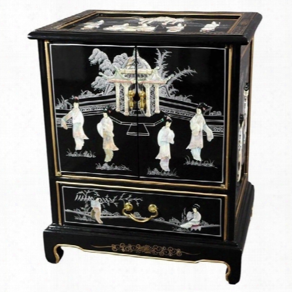 Oriental Furniture Lacquer End Table In Black