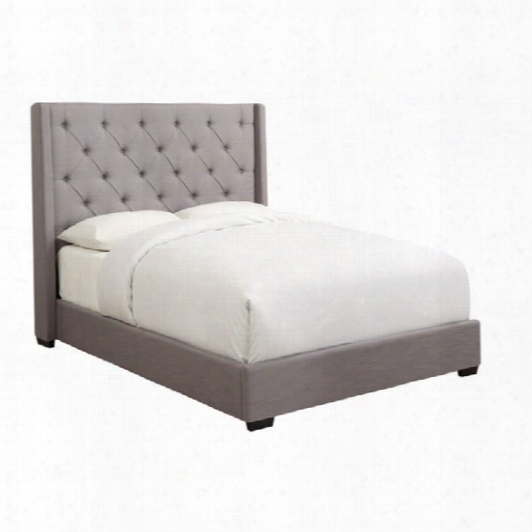 Pri Contemp Shelter Queen Upholstered Bed In Ash