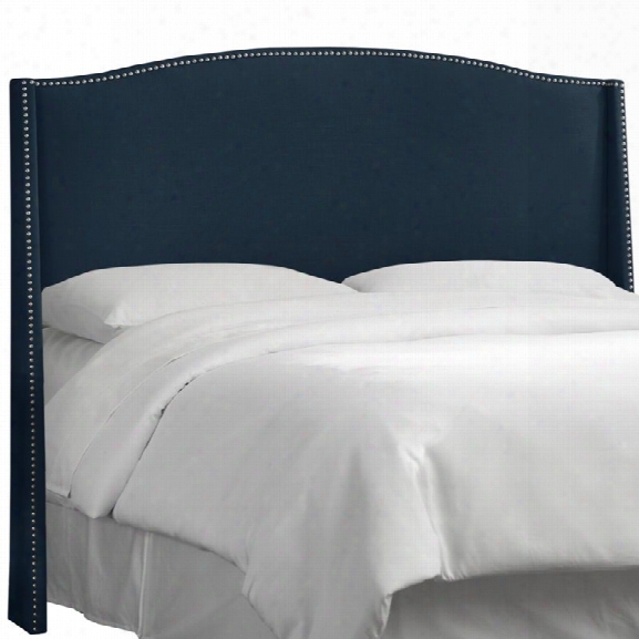 Skyline Furnit Ure Upholstered California King Headboard In Linen Navy