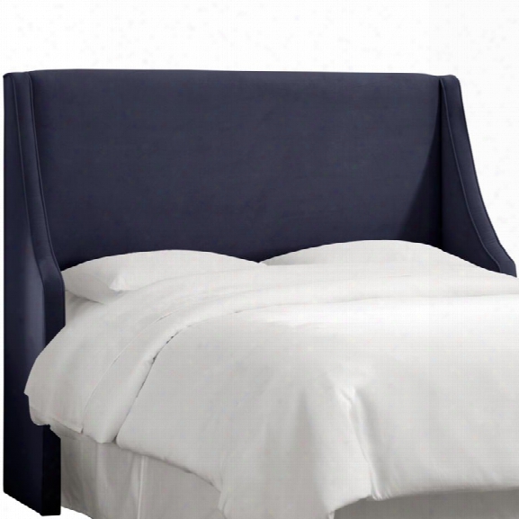 Skyline Furniture Upholstered King Headboard In Velvet Navy