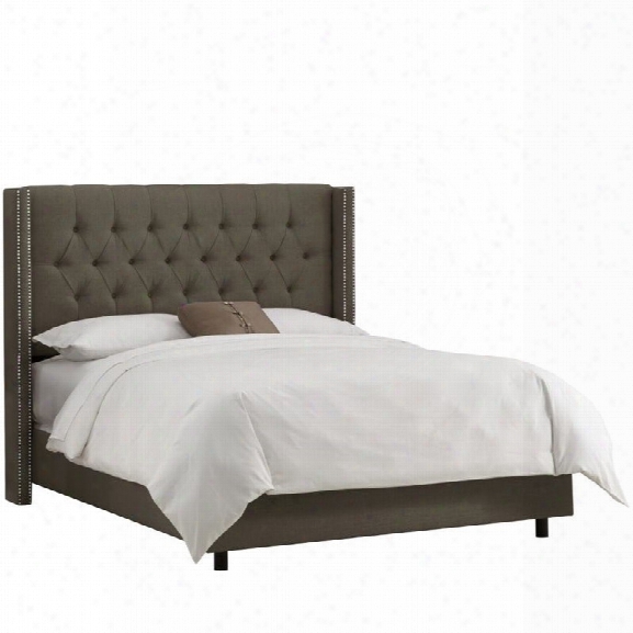 Skyline Upholstered Diamond Nail California King Bed In Slate