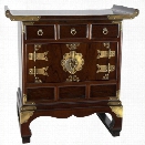 Oriental Furniture Korean Antique Style End Table Cabinet in Rosewood