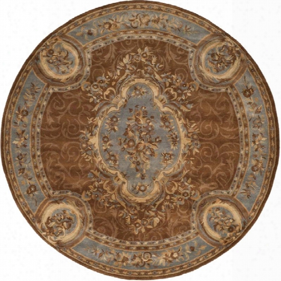 Safavieh Empire 8' Round Hand Tufted Wool Rug In Blue And Brown