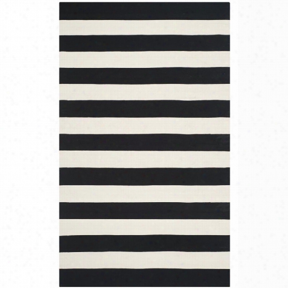 Safavieh Montauk 12' X 15' Hand Woven Cotton Rug In Black And Ivory