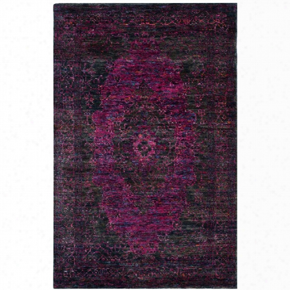 Safavieh Tangier 8' X 10' Hand Knotted Rug In Slate Blue And Fuchsia