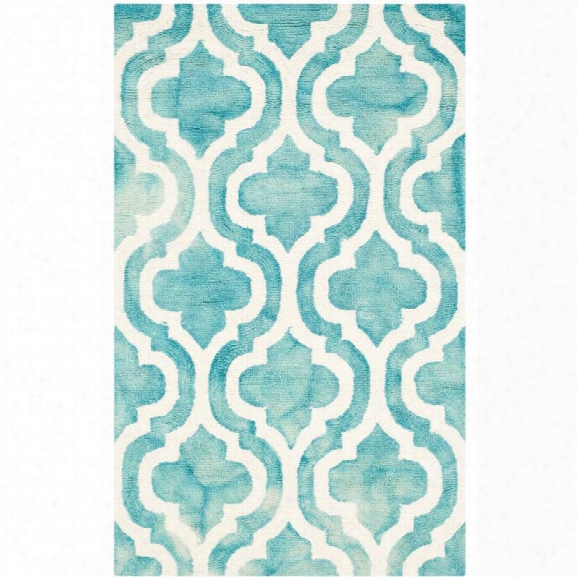 Safavieh Dip Dye 9' X 12' Hand Tufted Wool Rug In Turquoise And Ivory