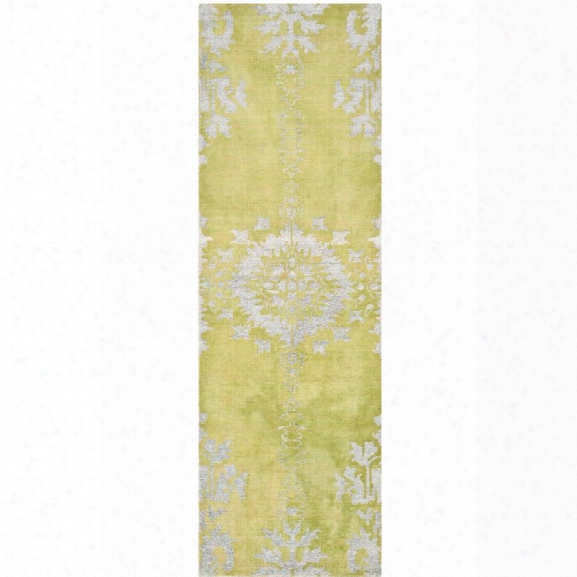 Safavieh Stone Wash 9' X 12' Hand Knotted Rug In Chartreuse