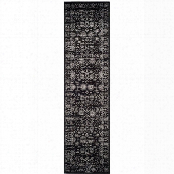 Safavieh Vintage 9' X 12' Power Loomed Rug In Black And Light Gray